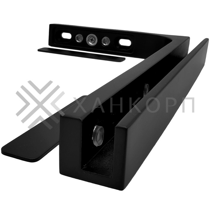 Угловой стабилизатор Диор FDK-4L стена-стекло 90˚ левый, нержавейка/черный