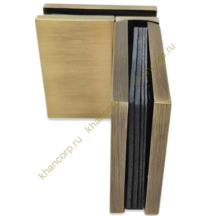 Петля Афродита FDP-233, стекло-стекло 90° с крышками, латунь/бронза