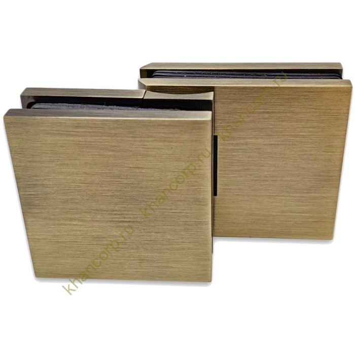 Петля Афродита FDP-233, стекло-стекло 90° с крышками, латунь/бронза