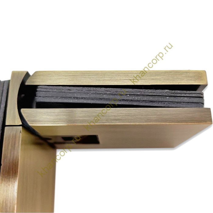 Петля Афродита FDP-233, стекло-стекло 90° с крышками, латунь/бронза