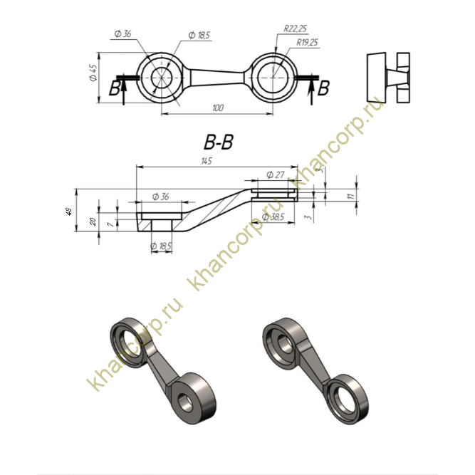 Половина I-образного спайдера FNS-002, 100 мм, нержавейка/матовый