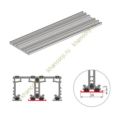 Центральная декоративная крышка трека FDS-194.4 для системы FDS-19, длина 4м, алюминий/черный