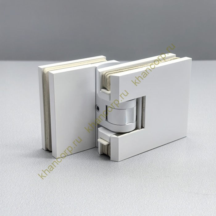 Петля Афродита FDP-233, стекло-стекло 90° с крышками, латунь/белый