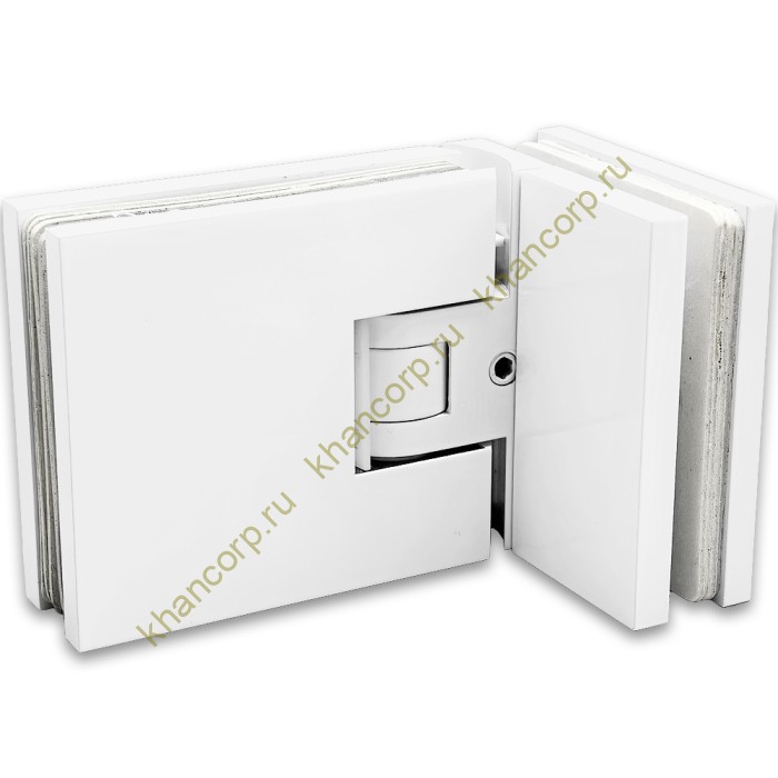 Петля Афродита FDP-233, стекло-стекло 90° с крышками, латунь/белый