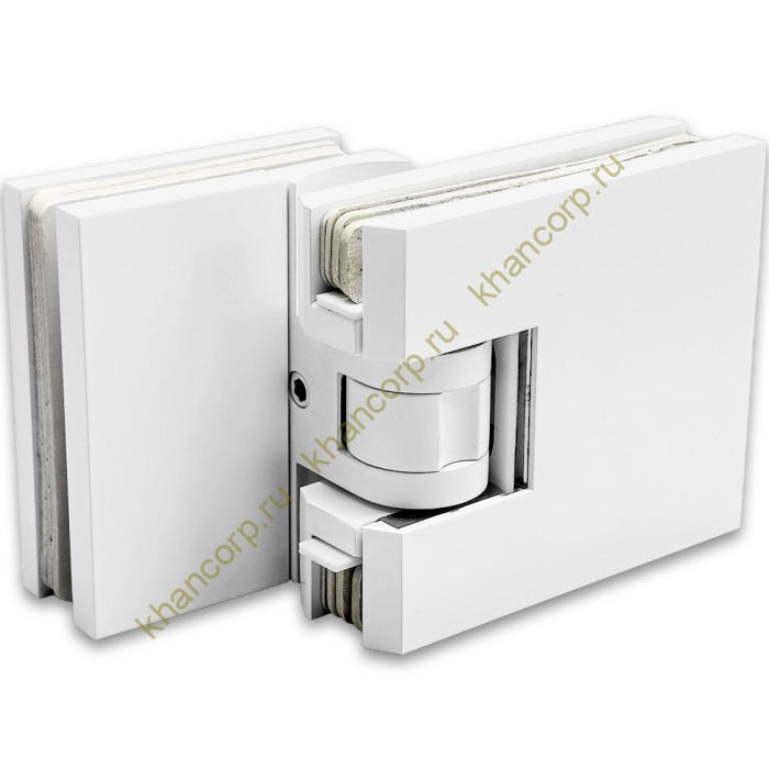 Петля Афродита FDP-233, стекло-стекло 90° с крышками, латунь/белый