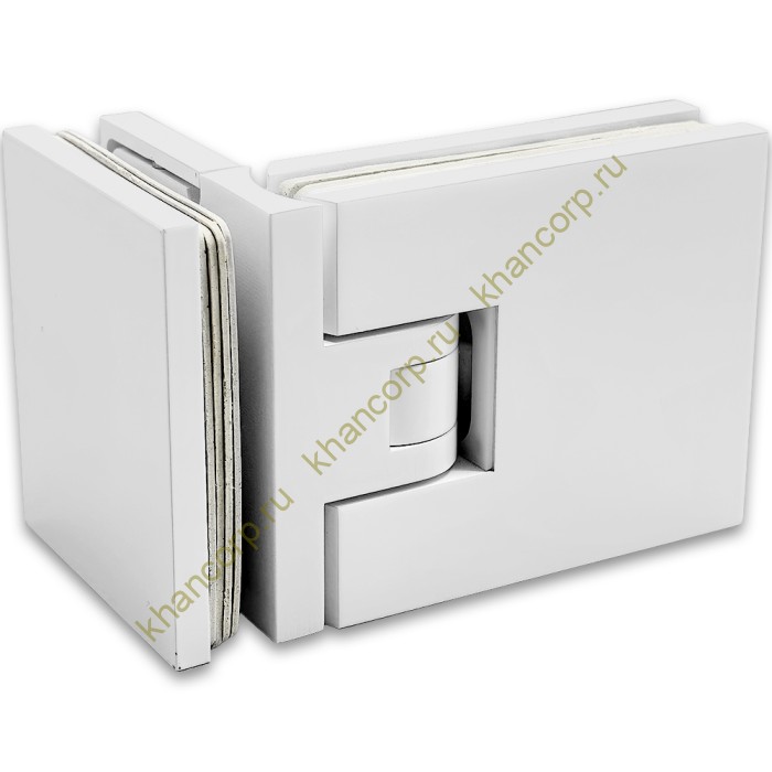 Петля Афродита FDP-233, стекло-стекло 90° с крышками, латунь/белый