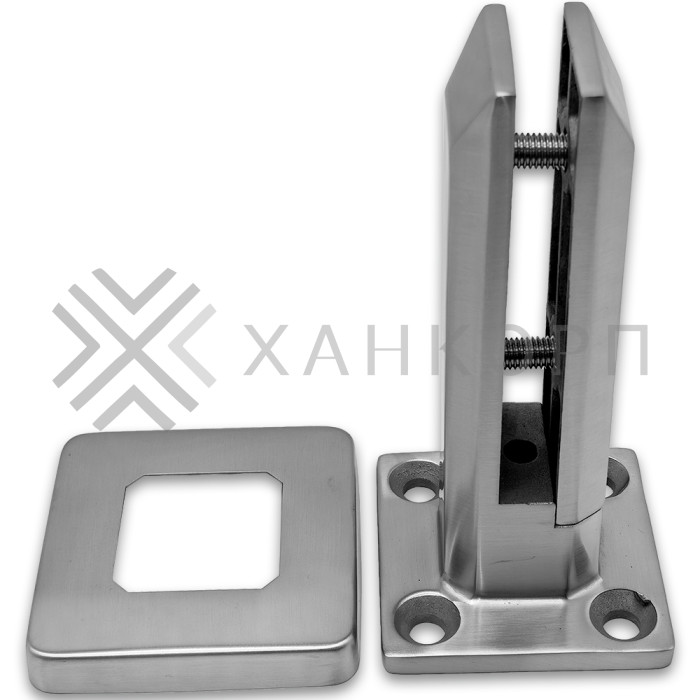 Стойка FOS-05 для стекла напольная 90х190 мм со сверлением и регулировкой, дюплекс/матовый