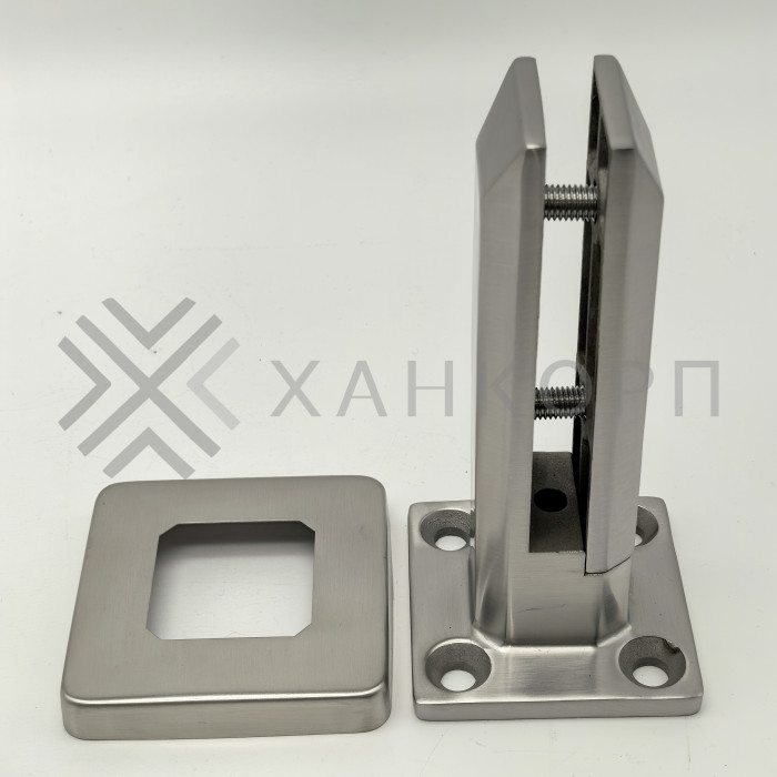 Стойка FOS-05 для стекла напольная 90х190 мм со сверлением и регулировкой, дюплекс/матовый