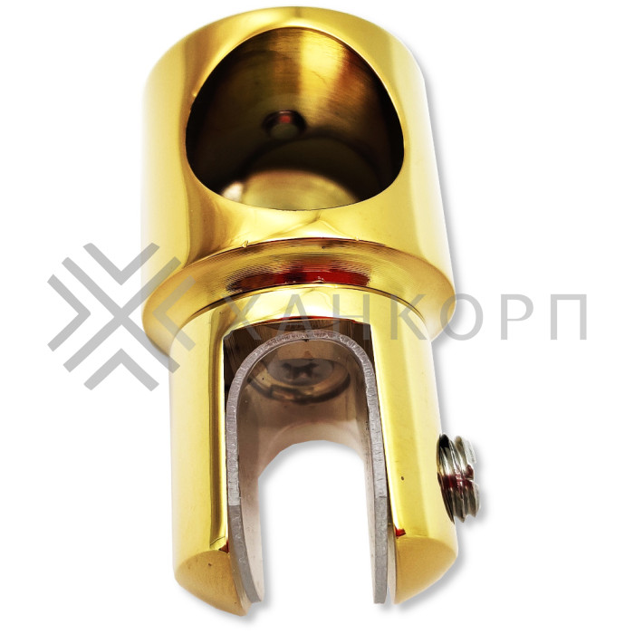 Держатель стекла FDC-12 трубы 19 торцевой 0°-360°, нержавейка/золото