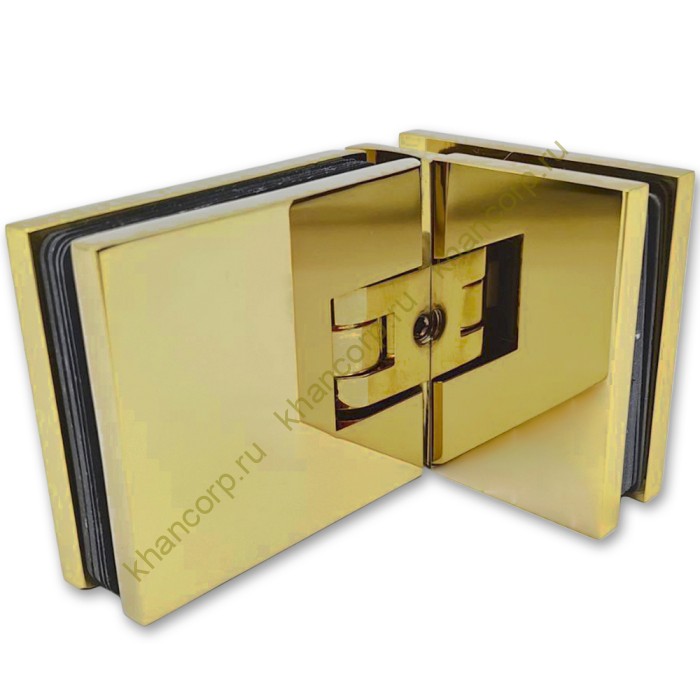 Петля Афродита FDP-233, стекло-стекло 90° с крышками, латунь/золото