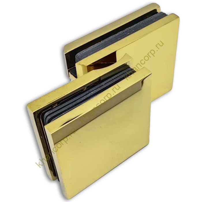 Петля Афродита FDP-233, стекло-стекло 90° с крышками, латунь/золото