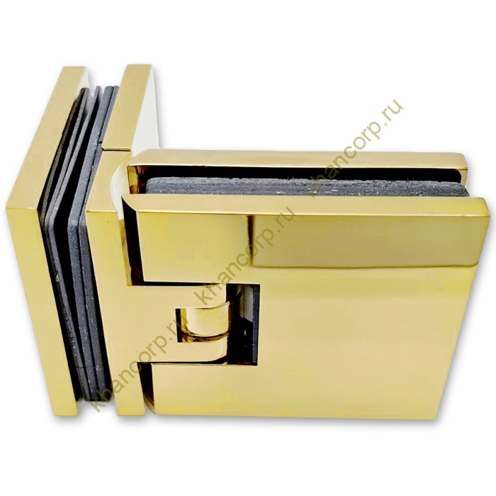 Петля Афродита FDP-233, стекло-стекло 90° с крышками, латунь/золото