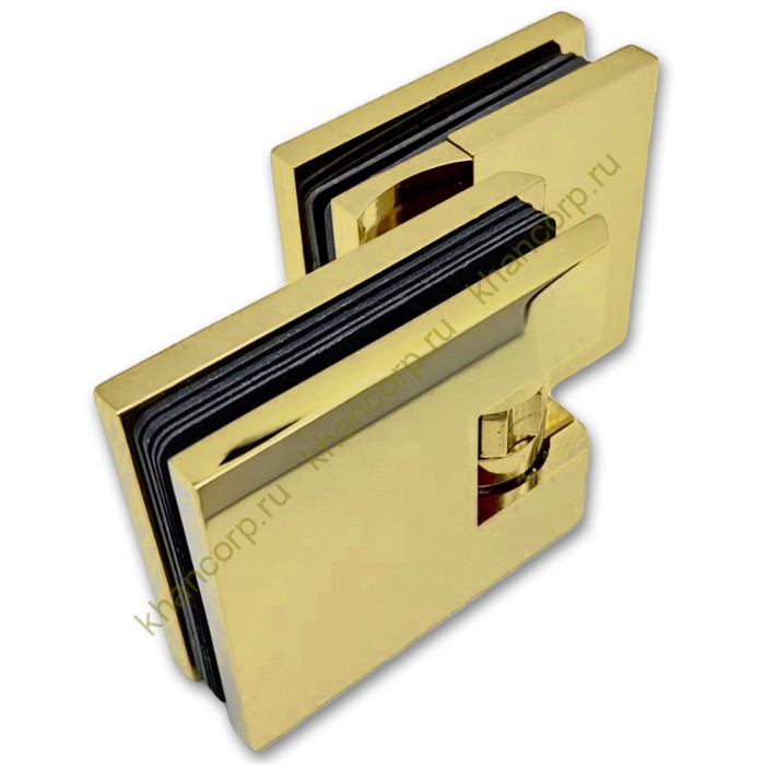 Петля Афродита FDP-233, стекло-стекло 90° с крышками, латунь/золото