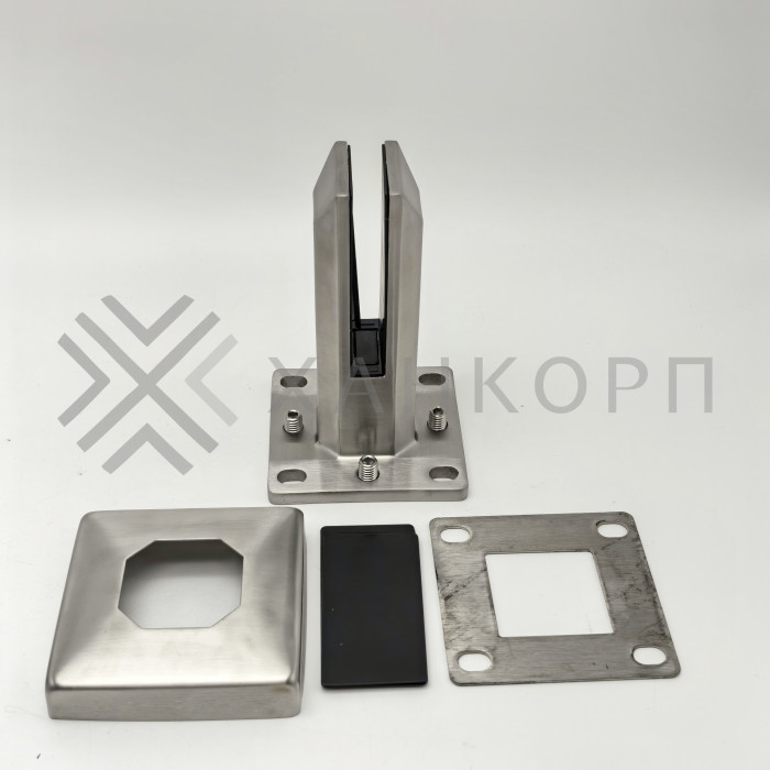 Стойка ПРЕМИУМ FOS-102 для стекла напольная 100х158 мм без сверления, дюплекс/матовый