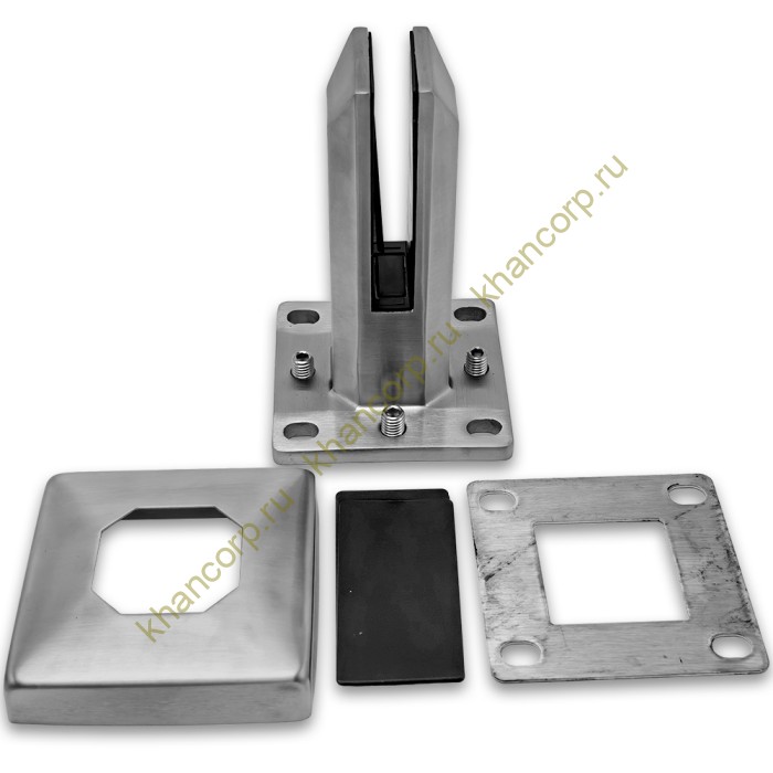 Стойка ПРЕМИУМ FOS-102 для стекла напольная 100х158 мм без сверления, дюплекс/матовый