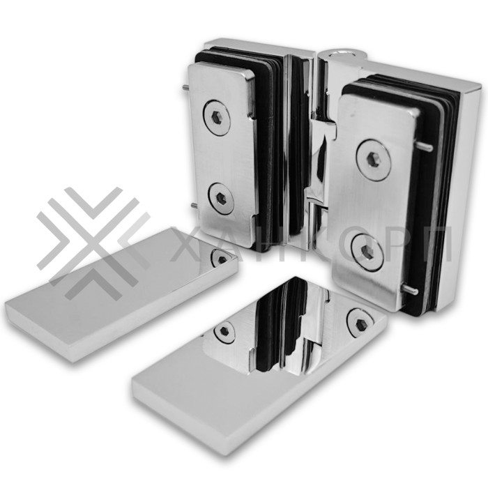 Петля Майя FDP-173 стекло-стекло 135˚-180˚, латунь/хром