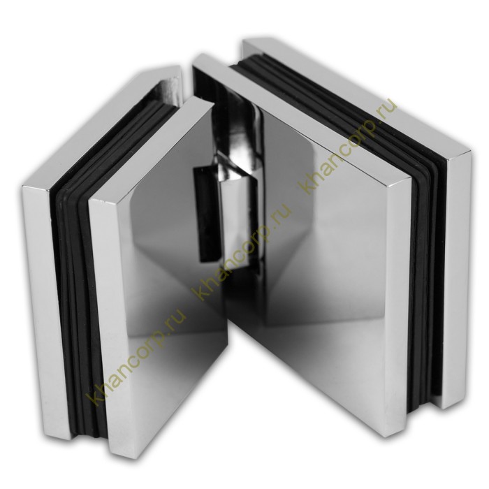 Петля Афродита FDP-234, стекло-стекло 135° с крышками, латунь/хром