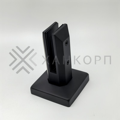 Стойка ПРЕМИУМ FOS-102 для стекла напольная 100х158 мм без сверления, дюплекс/черный