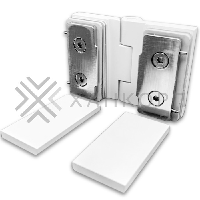 Петля Майя FDP-173 стекло-стекло 135˚-180˚, латунь/белый