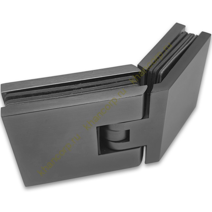 Петля Афродита FDP-234, стекло-стекло 135° с крышками, латунь/оружейная сталь