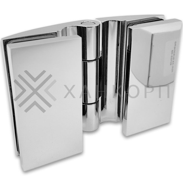 Петля Европа FDP-119 стекло-стекло 180˚, с крышками, латунь/хром