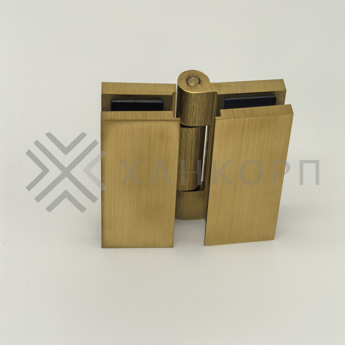 Петля Гера FDP-121, стекло-стекло 180°, латунь/брашированное золото