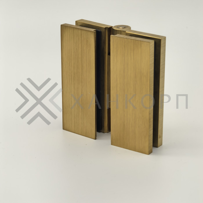 Петля Гера FDP-121, стекло-стекло 180°, латунь/брашированное золото