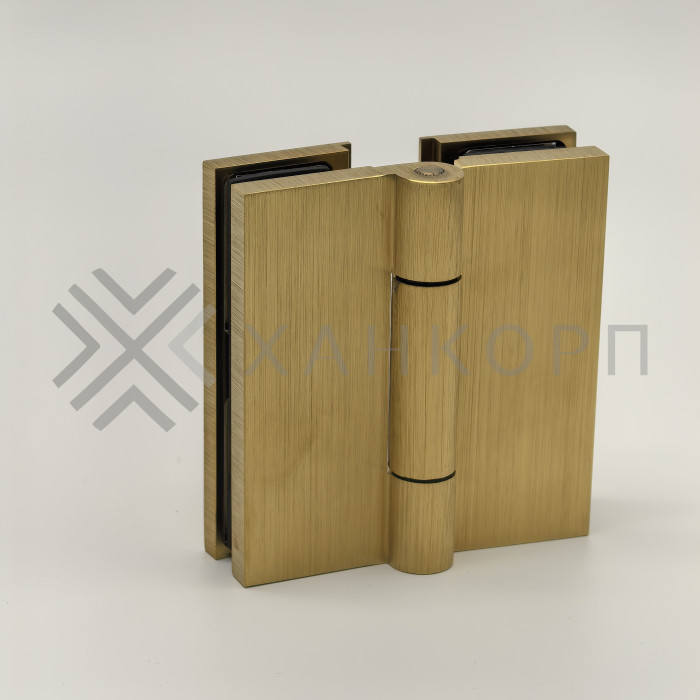 Петля Гера FDP-121, стекло-стекло 180°, латунь/брашированное золото