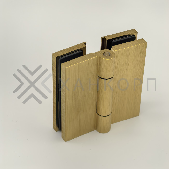 Петля Гера FDP-121, стекло-стекло 180°, латунь/брашированное золото