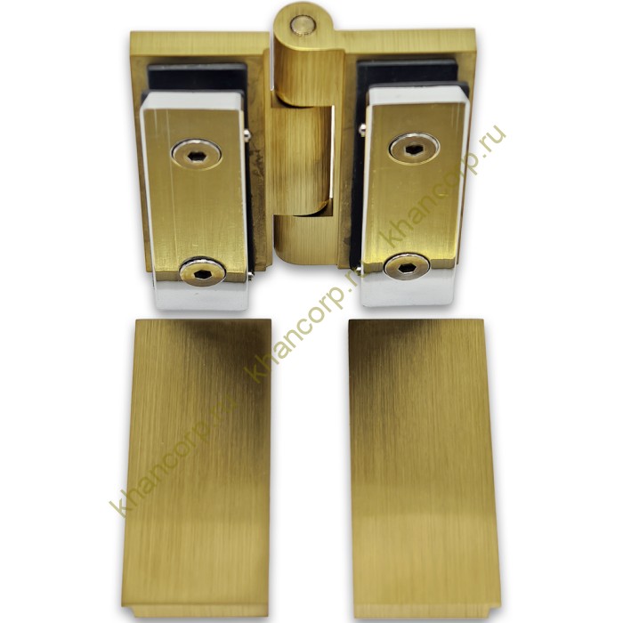 Петля Гера FDP-121, стекло-стекло 180°, латунь/брашированное золото