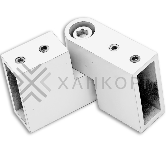 Соединитель трубы FDC-37, 30х10 вертикальный 90°-180°, нержавейка/белый