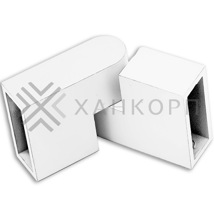 Соединитель трубы FDC-37, 30х10 вертикальный 90°-180°, нержавейка/белый