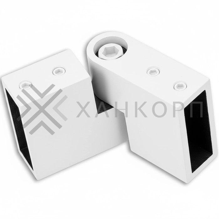 Соединитель трубы FDC-37, 30х10 вертикальный 90°-180°, нержавейка/белый