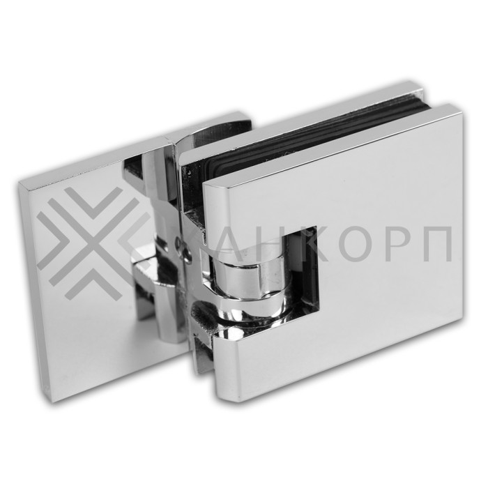 Петля Аврора FDP-180 стена-стекло 90˚ с крышками, латунь/хром