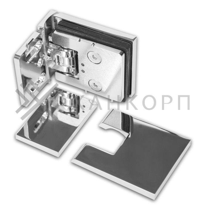 Петля Аврора FDP-180 стена-стекло 90˚ с крышками, латунь/хром