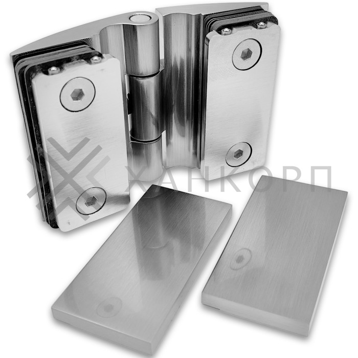 Петля Европа FDP-119 стекло-стекло 180˚, с крышками, латунь/матовый