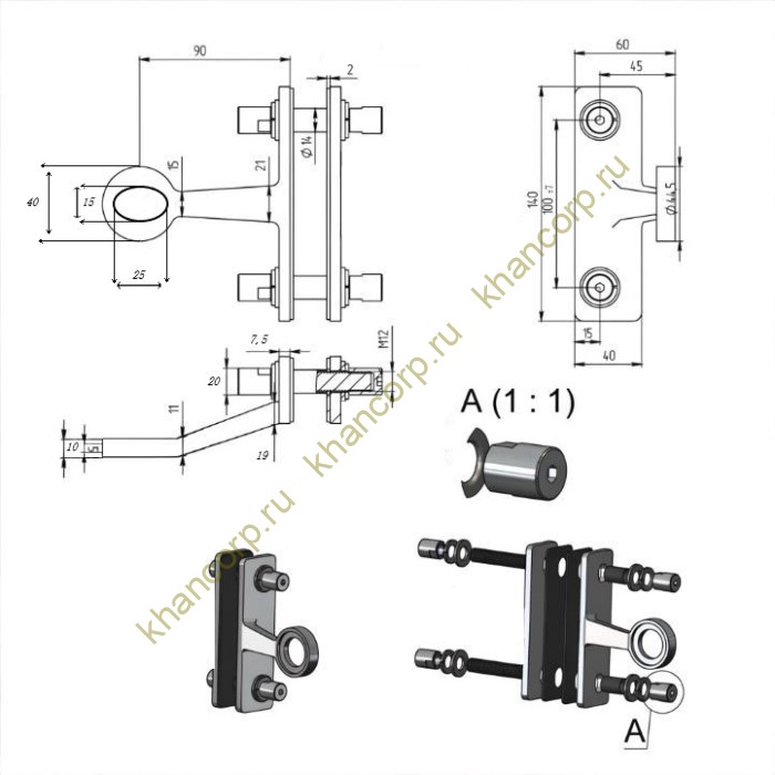 Спайдер FNS-010 на ребро жесткости односторонний 1 точка, нержавейка/матовый