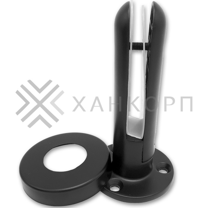 Стеклодержатель FOS-04 напольный 105x190 мм со сверлением, нержавейка/черный