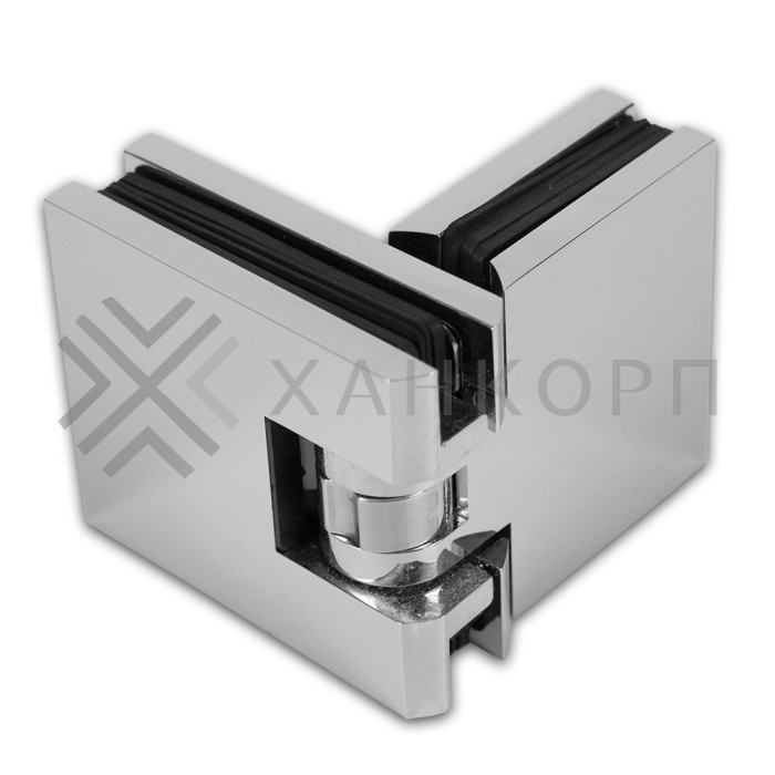 Петля Аврора FDP-181 стекло-стекло 180˚ с крышками, латунь/хром