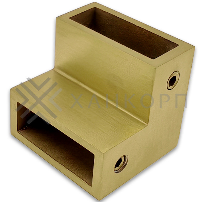 Соединитель FDC-32 трубы 30х10 угловой 90° вертикальный, нержавейка/брашированное золото