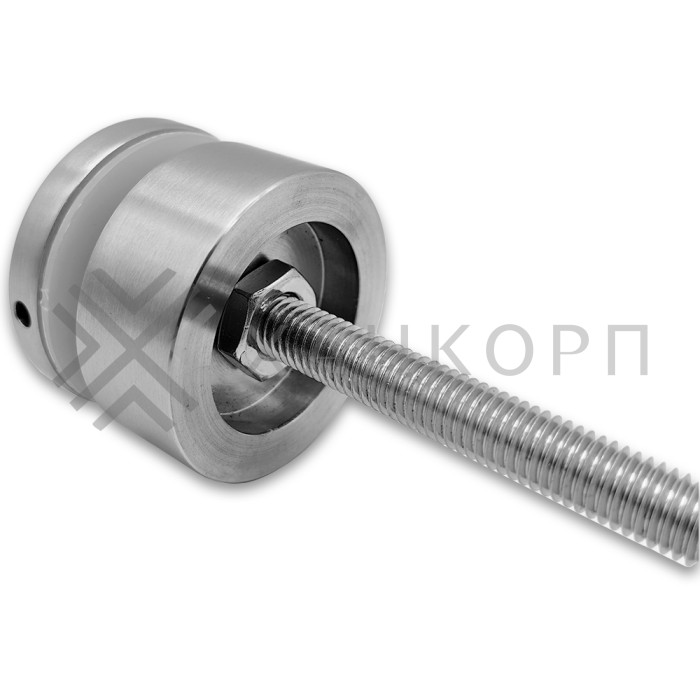 Стеклодержатель FKK-44, 10х20 мм Ø50 мм М10x1.5 для стекла, нержавейка/матовый