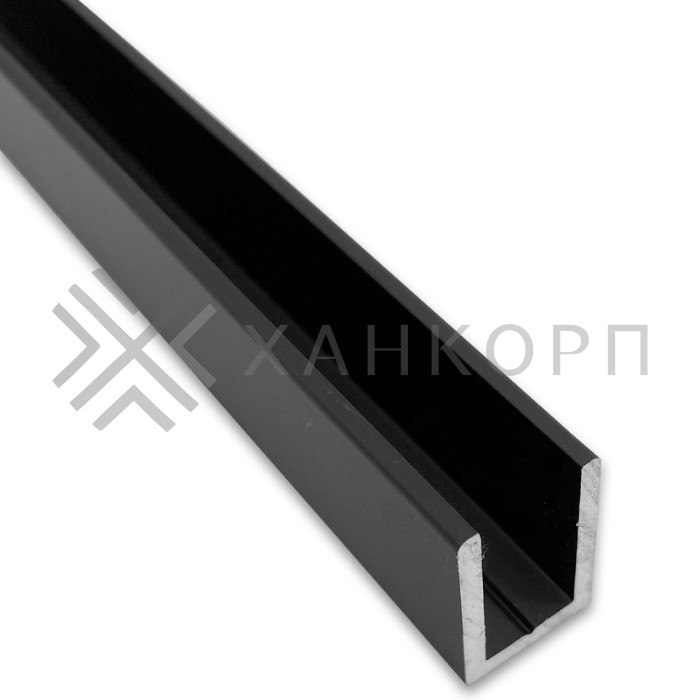 Профиль FDPA-55.22 п-образный 19х12,5х1,75 мм под стекло 8 мм, 2.2 м, алюминий/черный