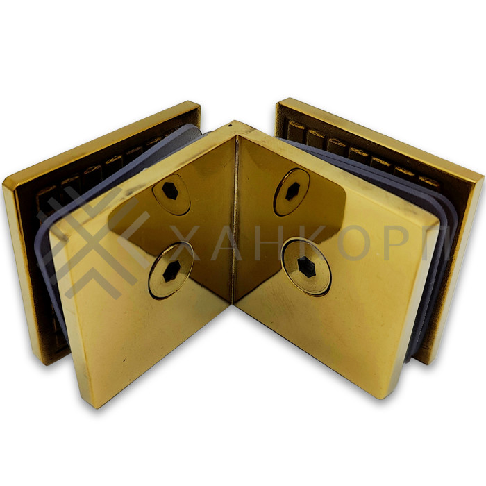 Коннектор Альфа FDK-14 стекло-стекло 90˚ нержавейка/золото