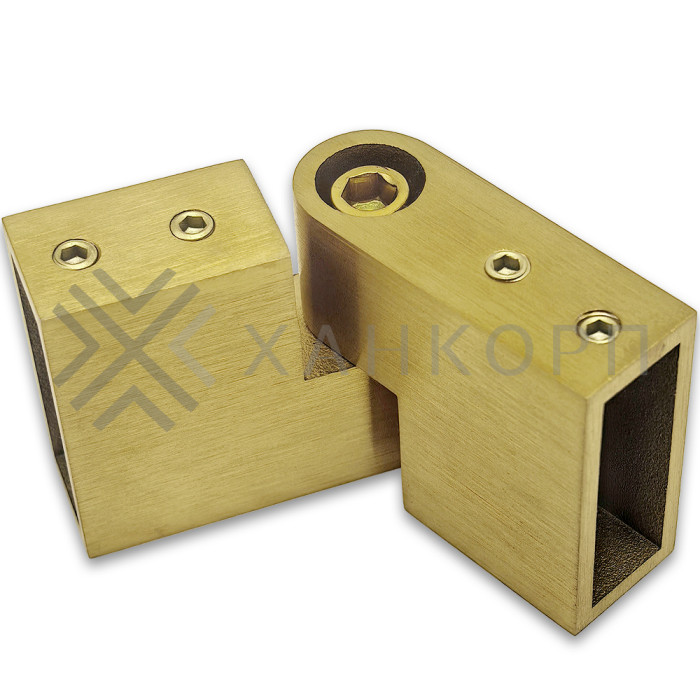 Соединитель трубы FDC-37, 30х10 вертикальный 90°-180°, нержавейка/брашированное золото