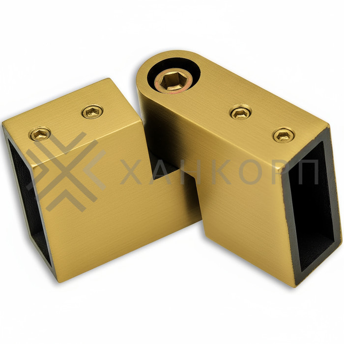 Соединитель трубы FDC-37, 30х10 вертикальный 90°-180°, нержавейка/брашированное золото