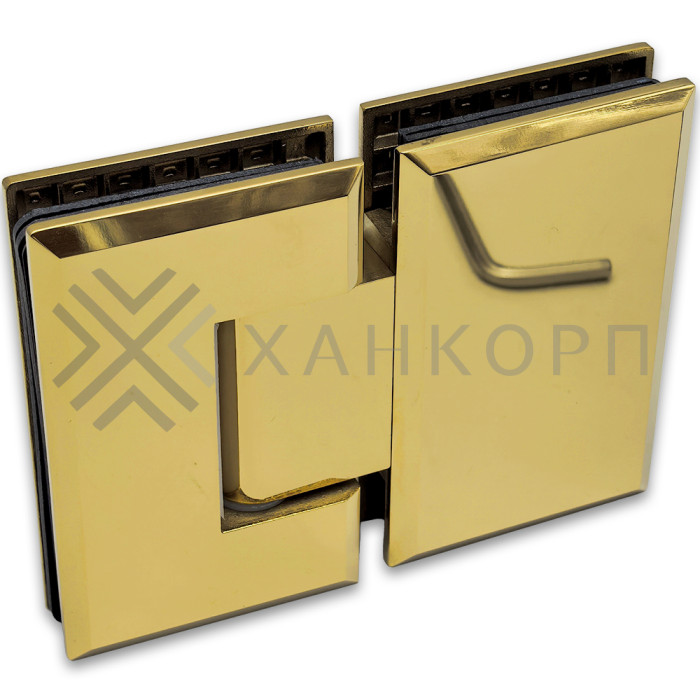 Петля Бета β FDP-22 стекло-стекло 180˚, нержавейка/золото