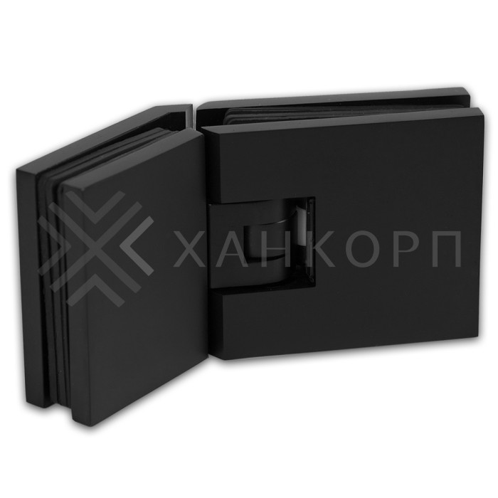 Петля Аврора FDP-185 стекло-стекло 135˚ с крышками, латунь/черный