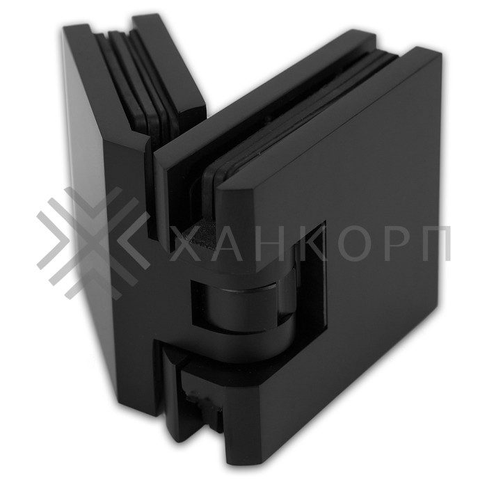 Петля Аврора FDP-185 стекло-стекло 135˚ с крышками, латунь/черный