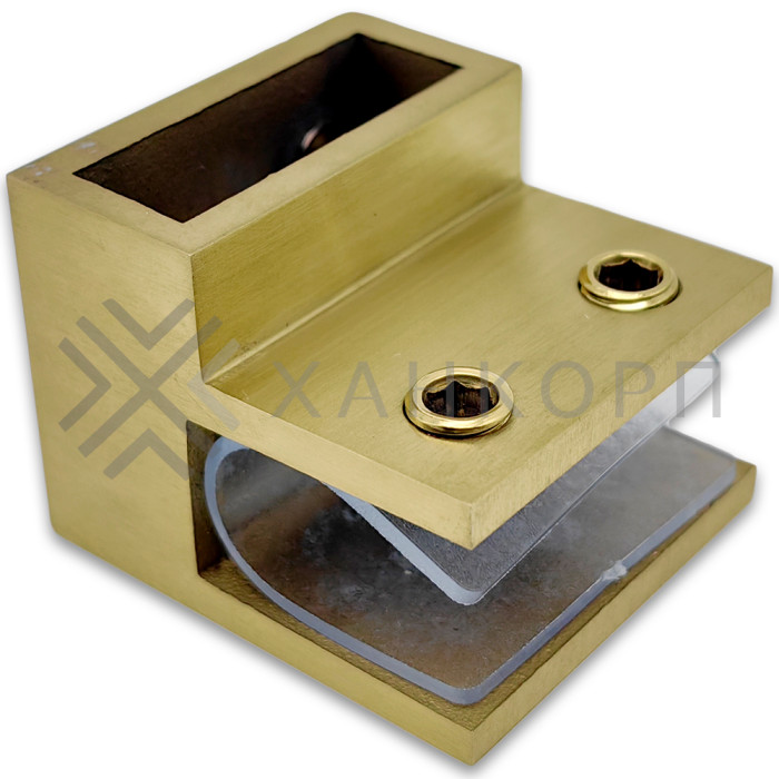 Держатель стекла FDC-33 торцевой 30х10 горизонтальный, нержавейка/брашированное золото