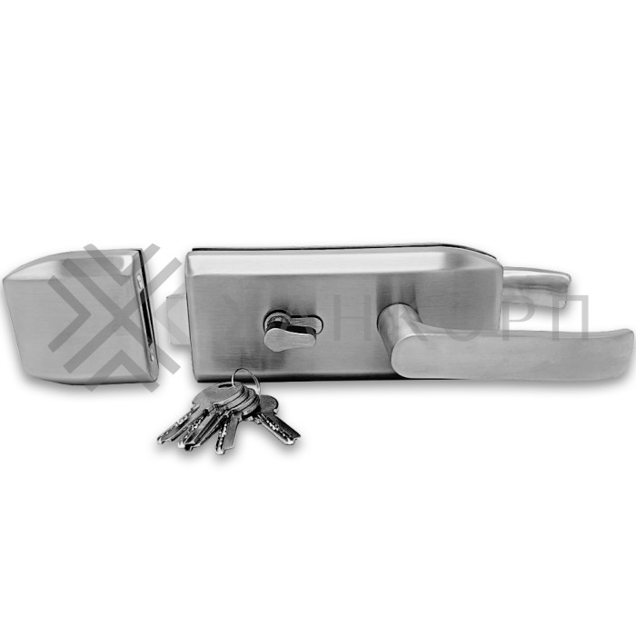 Замок FKZ-35 для стеклянной двери ключ/защелка, нержавейка/матовый